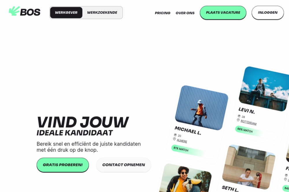 Screenshot van de website van Based on Skills